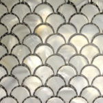 Herringbone shaped mother of pearl mosaic tiles