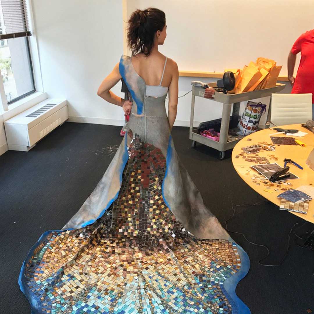 Siminetti winning Cosmo Couture dress design Siminetti Golden Pearl Drop Decorative Panel