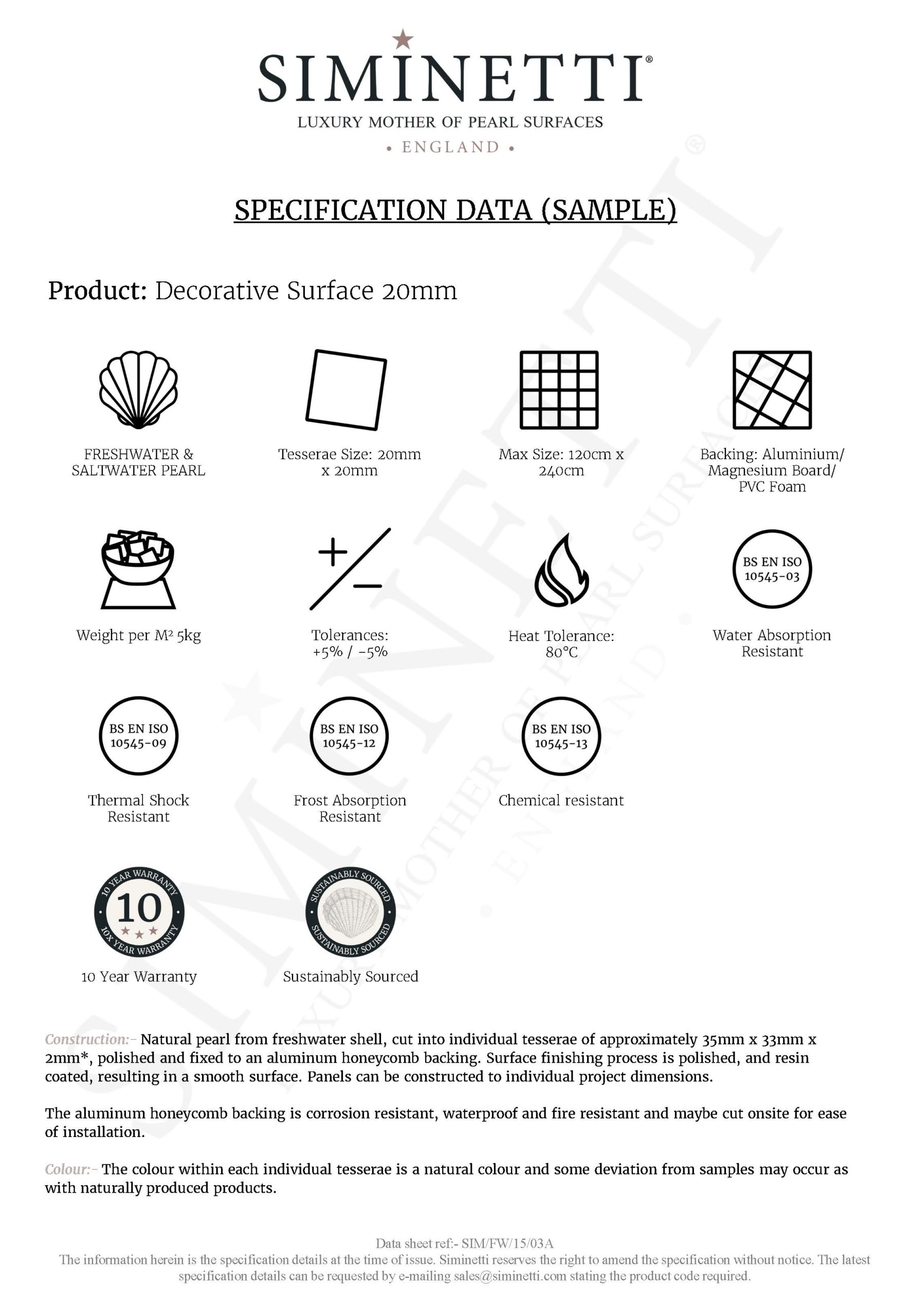 Decorative Surfaces Sample Specification