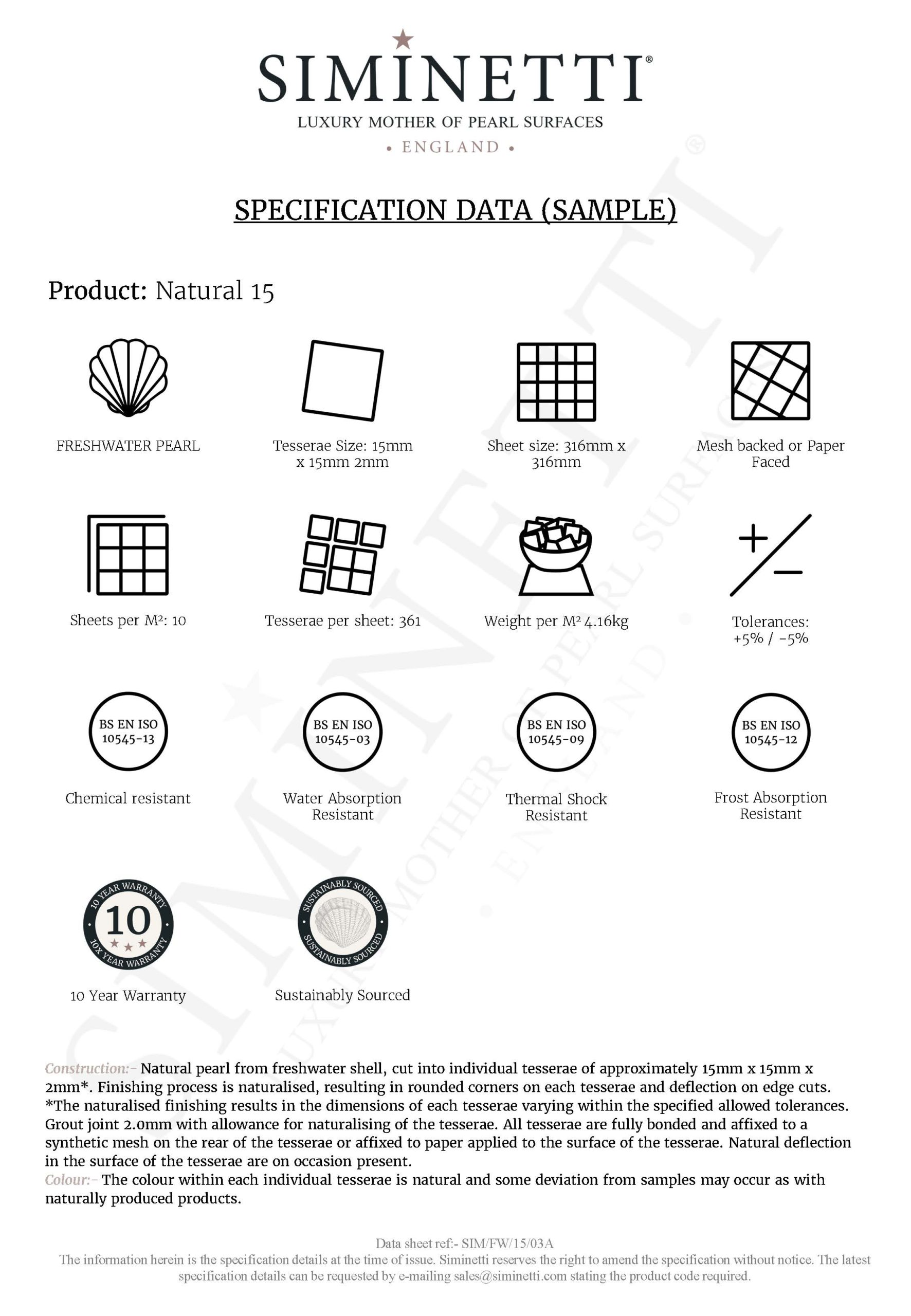 Mosaic Sample Specification