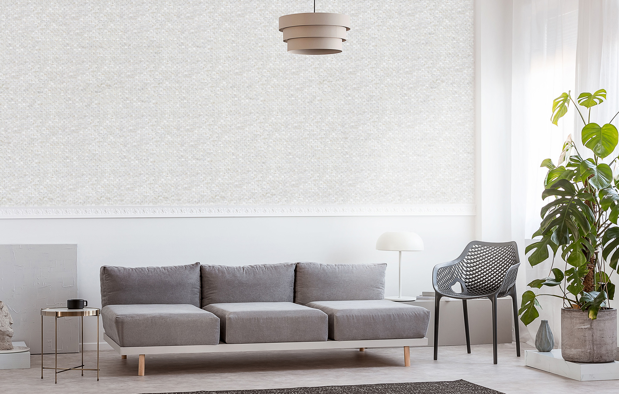 Elegant Lounge with Chique Brick Wallcovering